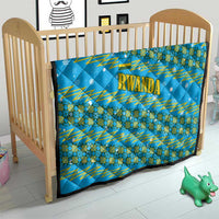 Rwanda Christmas Quilt with Blue-Yellow Pattern, Festive Geometric Motifs, and Bold Typography - Wonder Print Shop