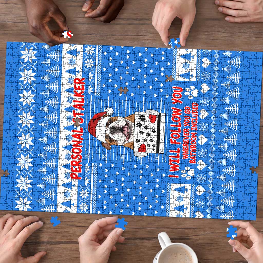 Christmas Stalker Bulldog Puzzle Xmas Holiday Patterns - Wonder Print Shop