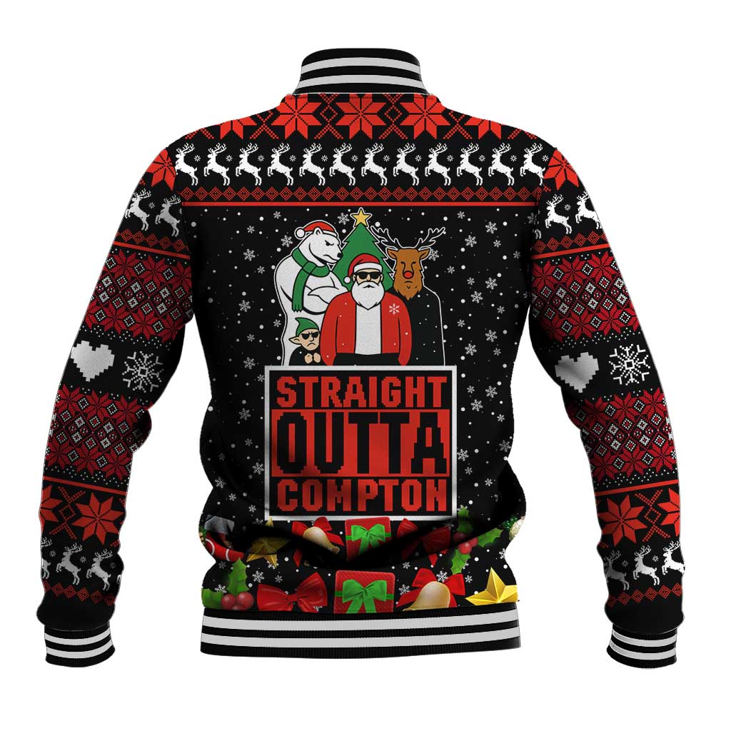 Christmas Straight Outta Gangsta Claus Baseball Jacket Xmas Holiday Patterns - Wonder Print Shop