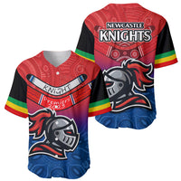 Multicolor baseball jersey set showing Newcastle Knights front and back graphics