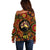 Warning Kinda Crazy Messy Bun Skull Off Shoulder Sweater - Wonder Print Shop