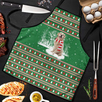 Golden Retriever Christmas Apron with Red Scarf Snowflakes and Tree Pattern - Wonder Print Shop