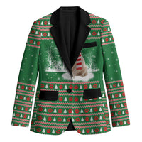 Golden Retriever Christmas Blazer with Red Scarf Snowflakes and Tree Pattern - Wonder Print Shop
