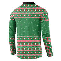 Golden Retriever Christmas Button Sweatshirt with Red Scarf Snowflakes and Tree Pattern - Wonder Print Shop