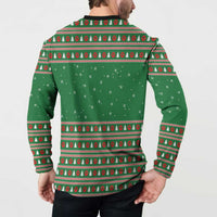 Golden Retriever Christmas Button Sweatshirt with Red Scarf Snowflakes and Tree Pattern - Wonder Print Shop