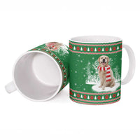 Golden Retriever Christmas Ceramic Mug with Red Scarf Snowflakes and Tree Pattern - Wonder Print Shop