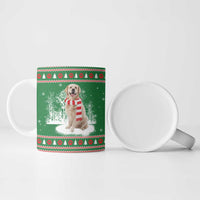Golden Retriever Christmas Ceramic Mug with Red Scarf Snowflakes and Tree Pattern - Wonder Print Shop