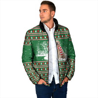 Golden Retriever Christmas Padded Jacket with Red Scarf Snowflakes and Tree Pattern - Wonder Print Shop
