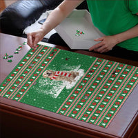 Golden Retriever Christmas Puzzle with Red Scarf Snowflakes and Tree Pattern - Wonder Print Shop