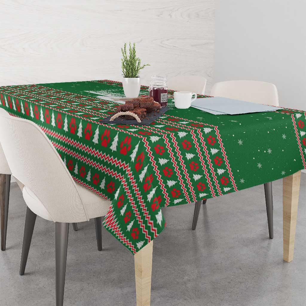 Golden Retriever Christmas Tablecloth with Red Scarf Snowflakes and Tree Pattern - Wonder Print Shop
