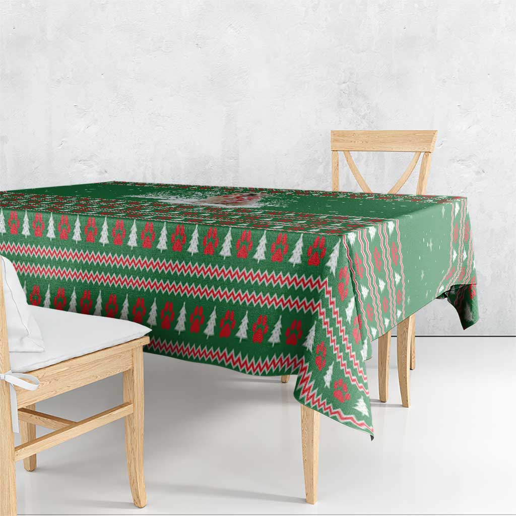 Golden Retriever Christmas Tablecloth with Red Scarf Snowflakes and Tree Pattern - Wonder Print Shop