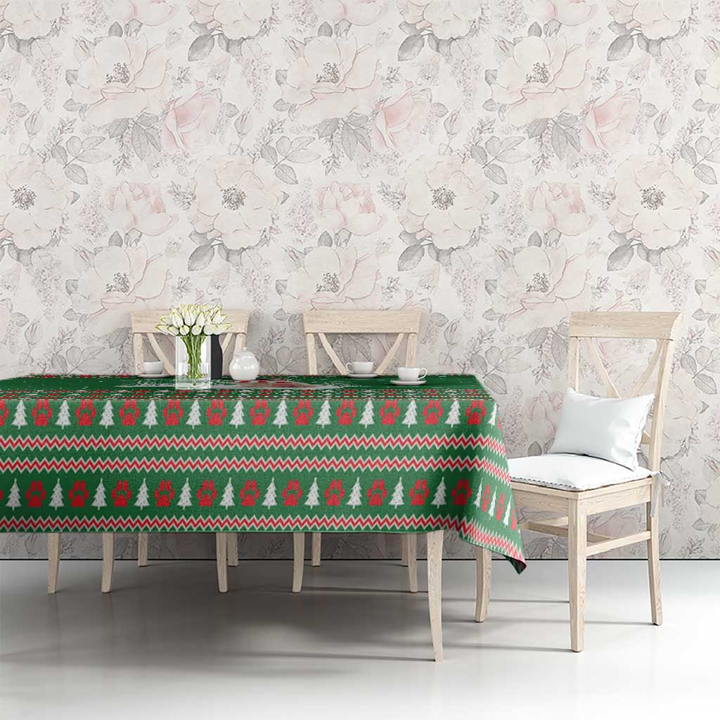 Golden Retriever Christmas Tablecloth with Red Scarf Snowflakes and Tree Pattern - Wonder Print Shop