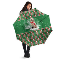 Golden Retriever Christmas Umbrella with Red Scarf Snowflakes and Tree Pattern - Wonder Print Shop