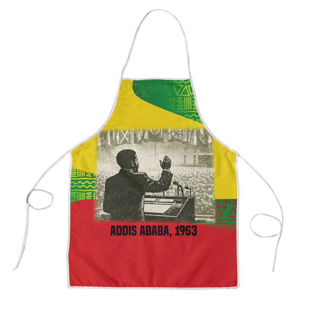 Ethiopia Haile Selassie I Apron with Addis Ababa 1963 Speech Quote Pan-African Flag Colors and Kente Pattern - Wonder Print Shop