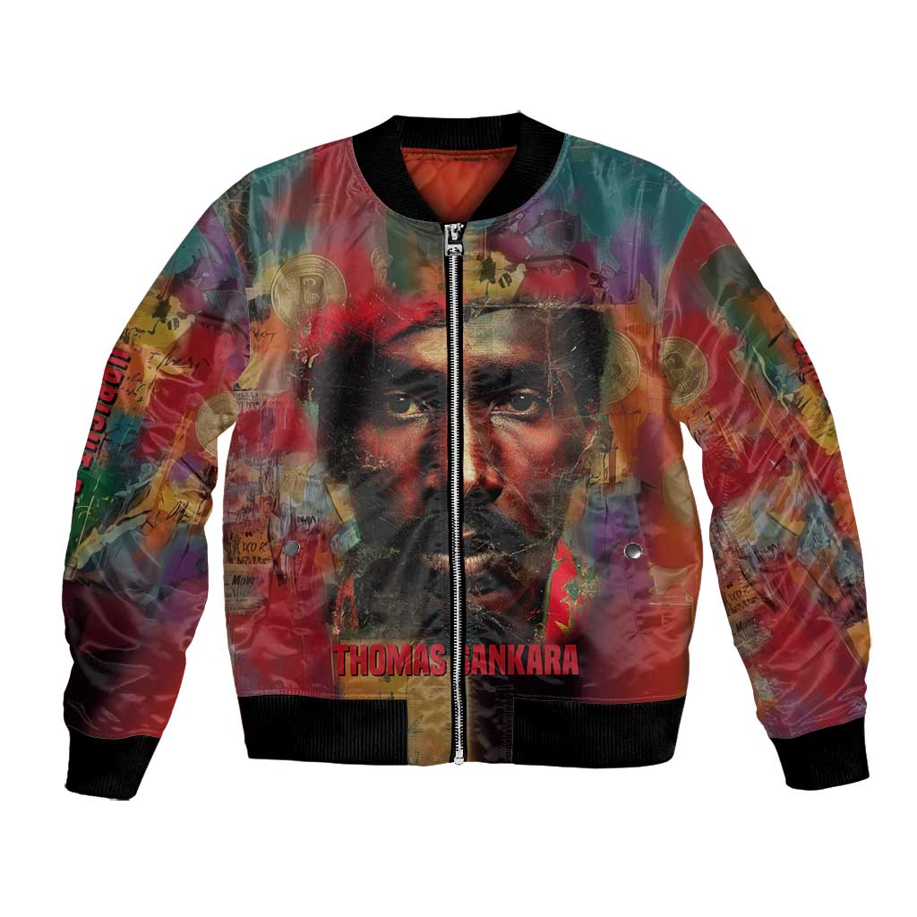 Thomas Sankara Burkina Faso Bomber Jacket with Bold Portrait and The Upright Man Tribute Design - Wonder Print Shop