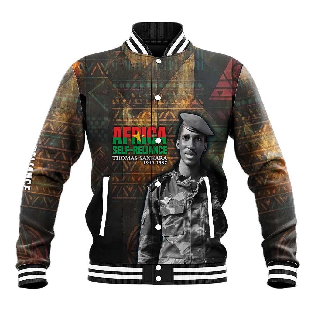 Thomas Sankara Baseball Jacket Burkina Faso Africa Self-Reliance Message and Military Portrait - Wonder Print Shop