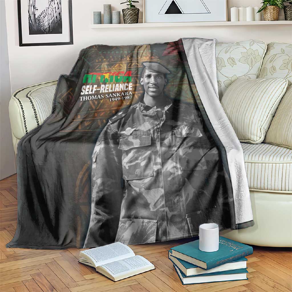 Thomas Sankara Blanket Burkina Faso Africa Self-Reliance Message and Military Portrait - Wonder Print Shop
