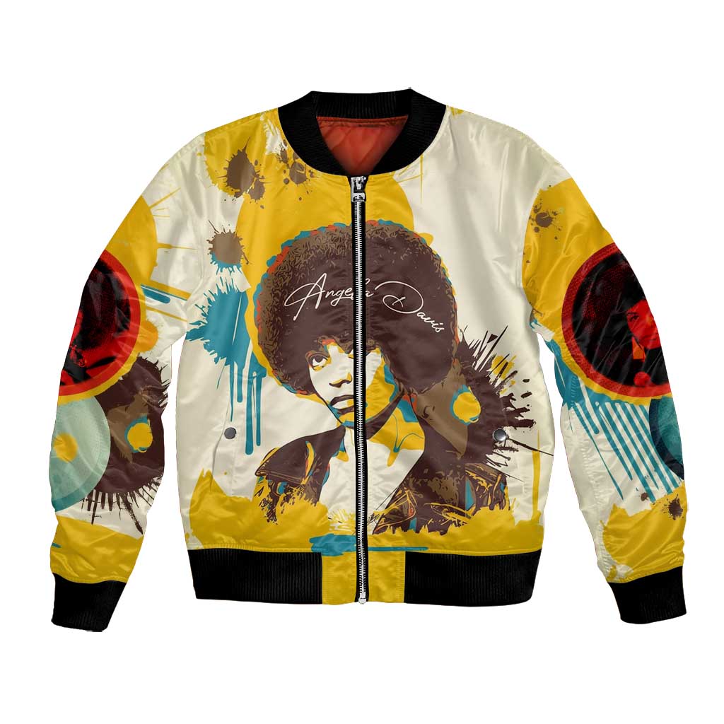 Angela Davis Bomber Jacket Bold Pop Art Style Freedom Is a Constant Struggle Quote Civil Rights Activist - Wonder Print Shop