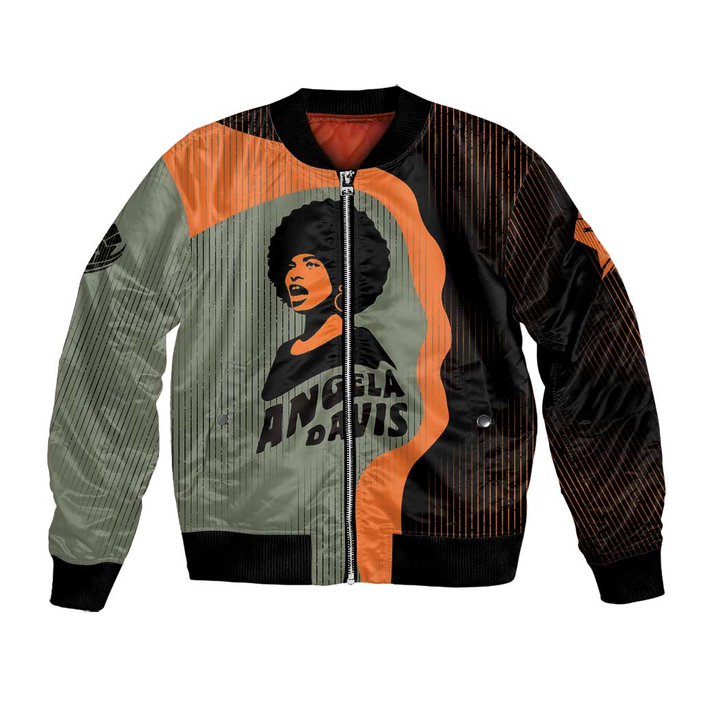 Angela Davis Bomber Jacket Retro Graphic Design I Am Changing the Things I Cannot Accept Quote Civil Rights Empowerment Tribute - Wonder Print Shop