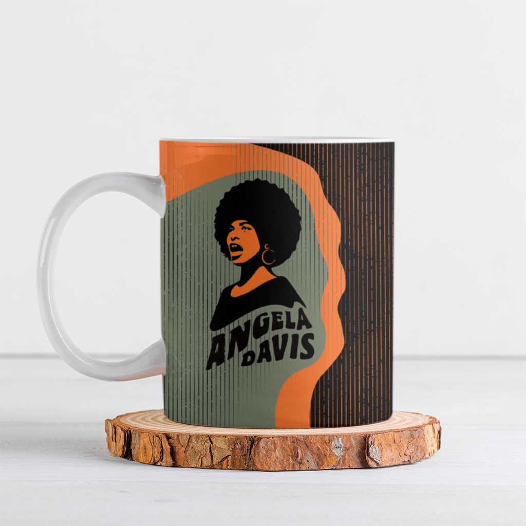 Angela Davis Ceramic Mug Retro Graphic Design I Am Changing the Things I Cannot Accept Quote Civil Rights Empowerment Tribute - Wonder Print Shop