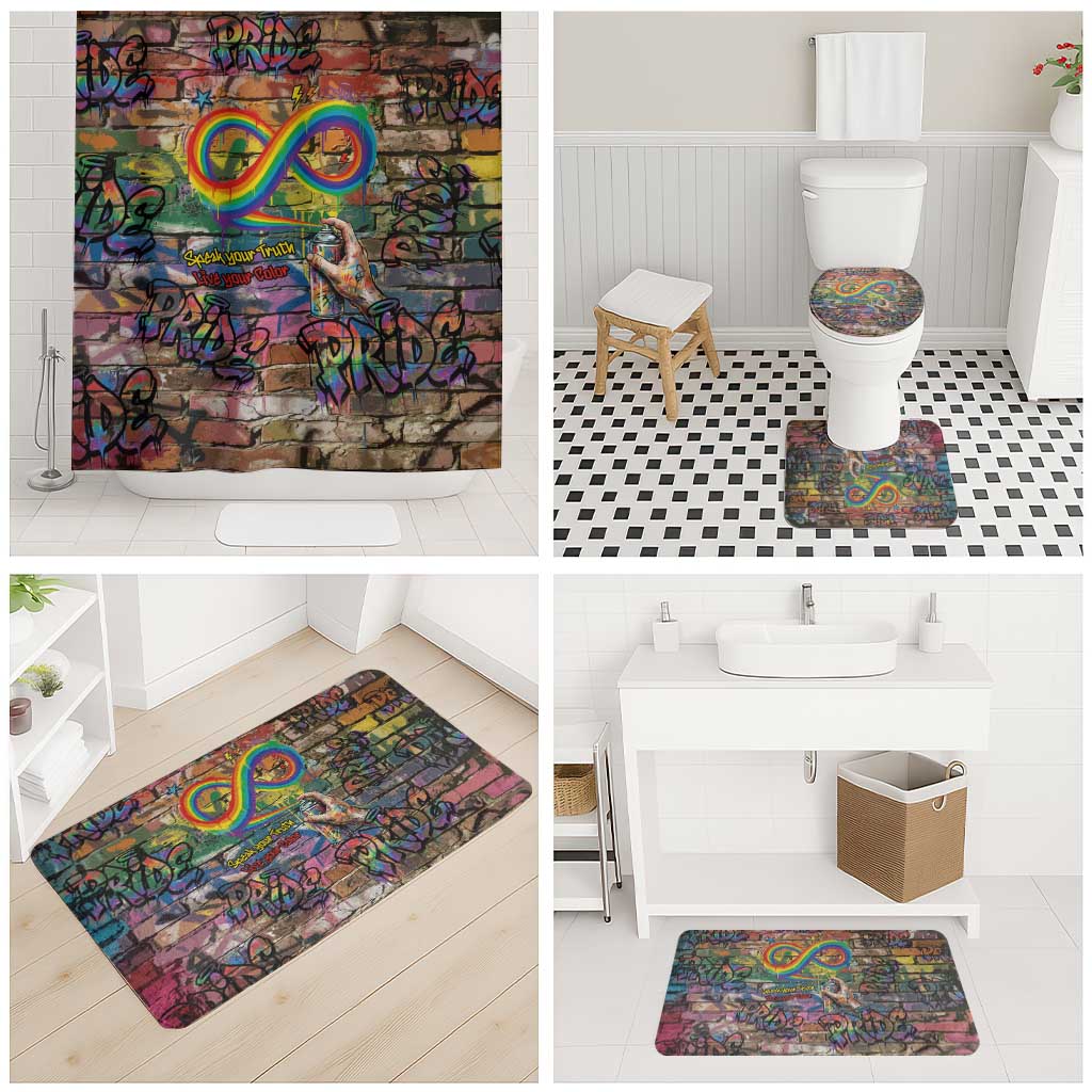 Pride Graffiti Wall Bathroom Set Speak Your Truth, Embrace Your Color