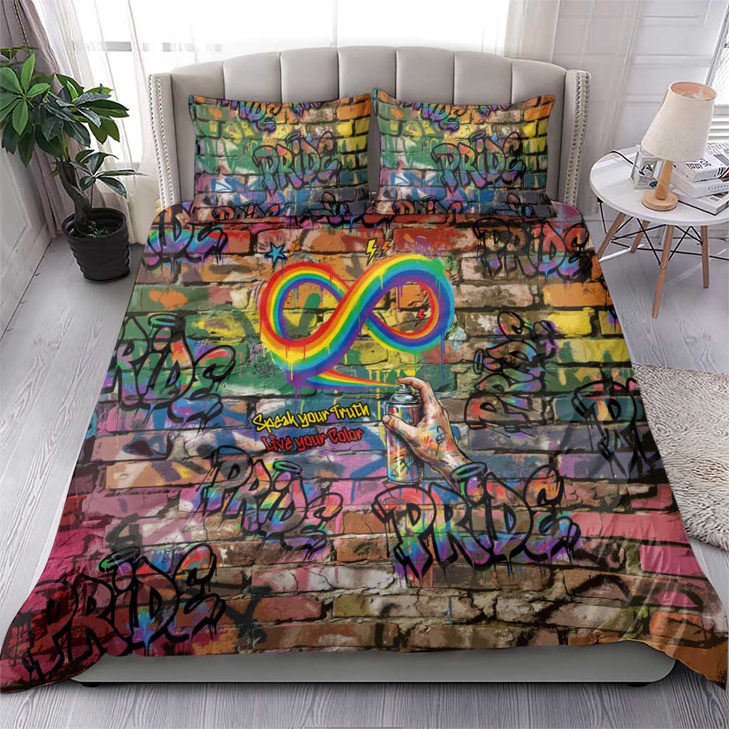 Pride Graffiti Wall Bedding Set Speak Your Truth, Embrace Your Color