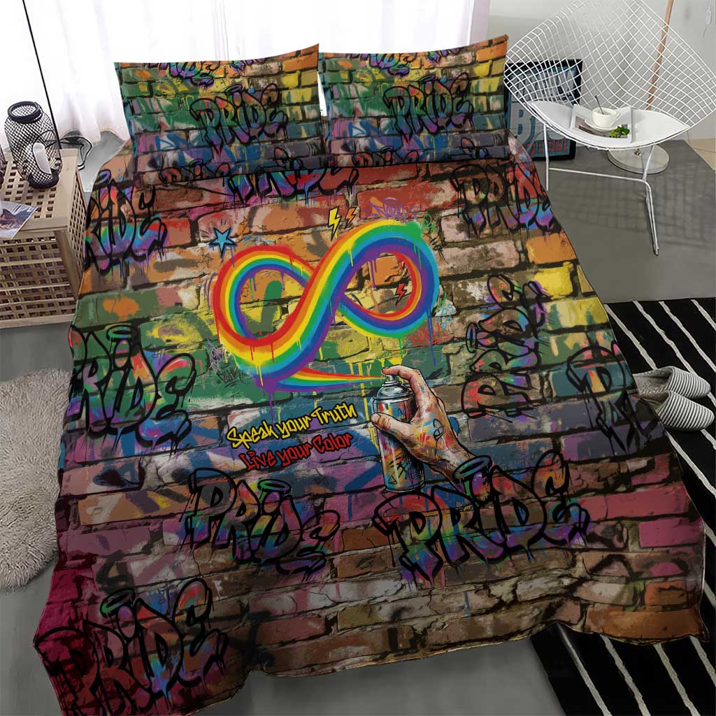 Pride Graffiti Wall Bedding Set Speak Your Truth, Embrace Your Color