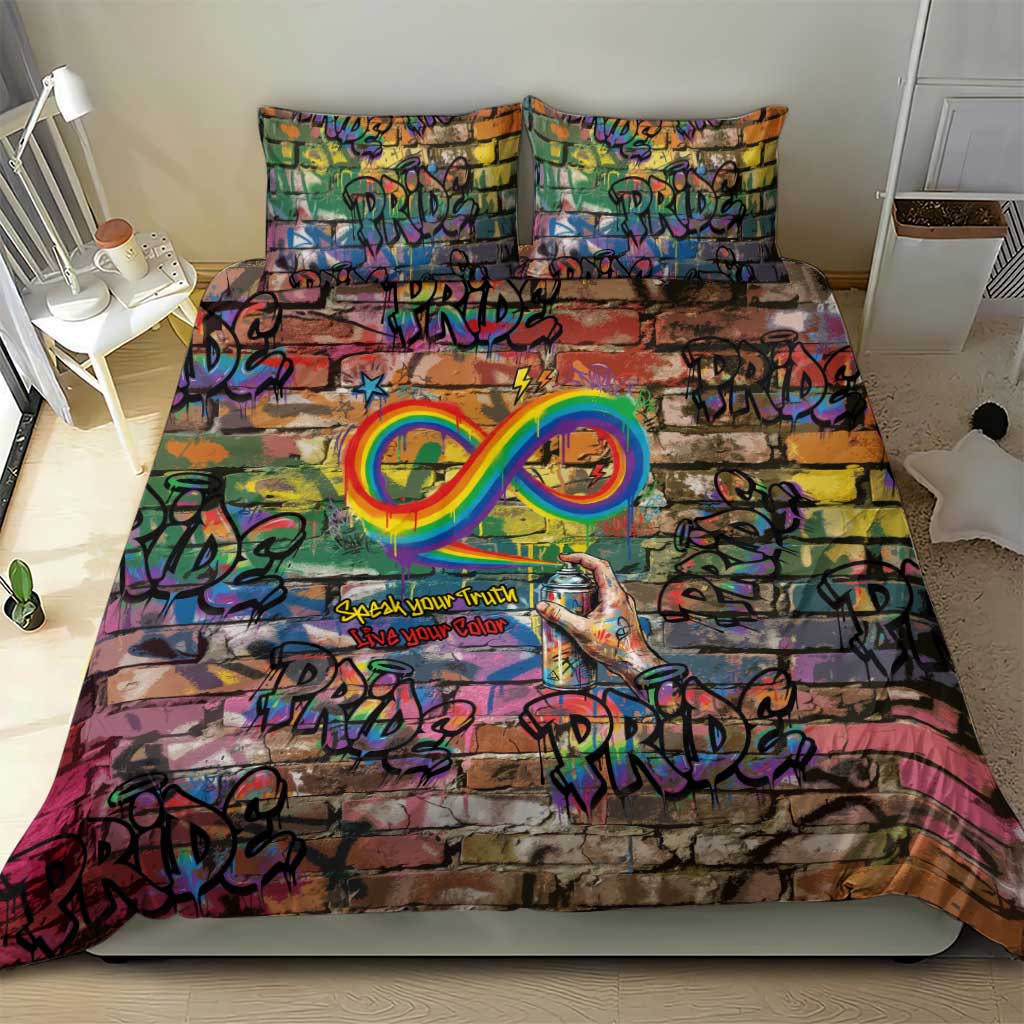 Pride Graffiti Wall Bedding Set Speak Your Truth, Embrace Your Color