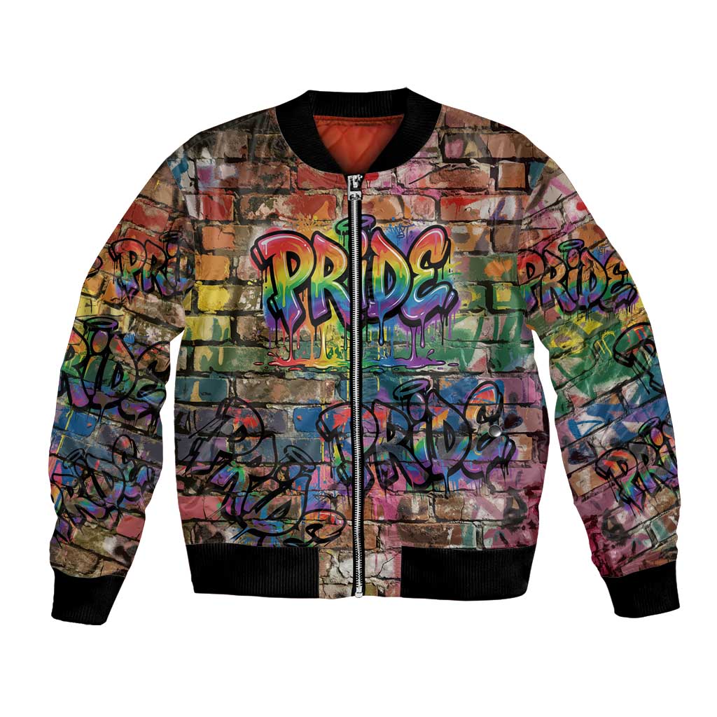 Pride Graffiti Wall Bomber Jacket Speak Your Truth, Embrace Your Color