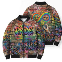 Pride Graffiti Wall Bomber Puffer Jacket Speak Your Truth, Embrace Your Color