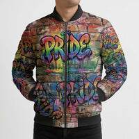 Pride Graffiti Wall Bomber Puffer Jacket Speak Your Truth, Embrace Your Color