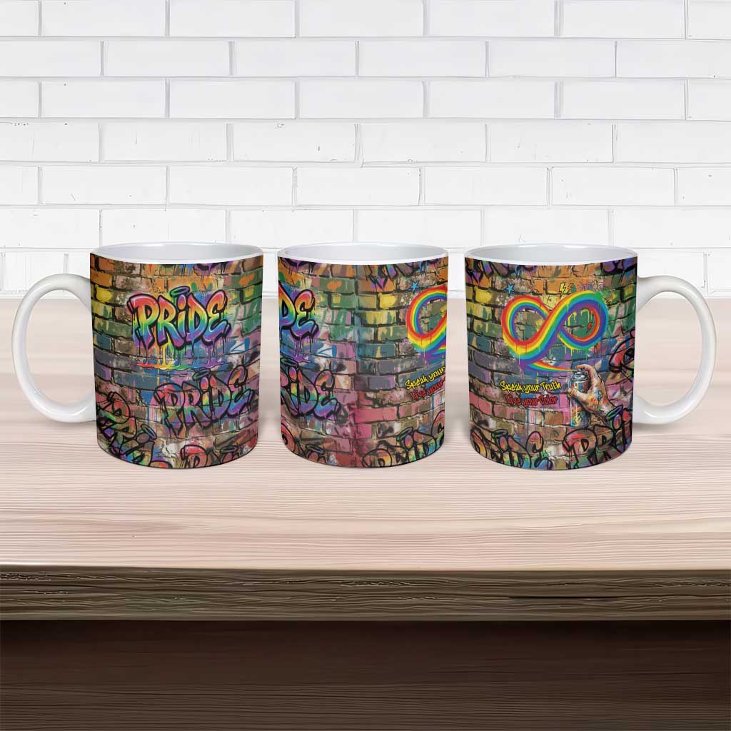 Pride Graffiti Wall Ceramic Mug Speak Your Truth, Embrace Your Color