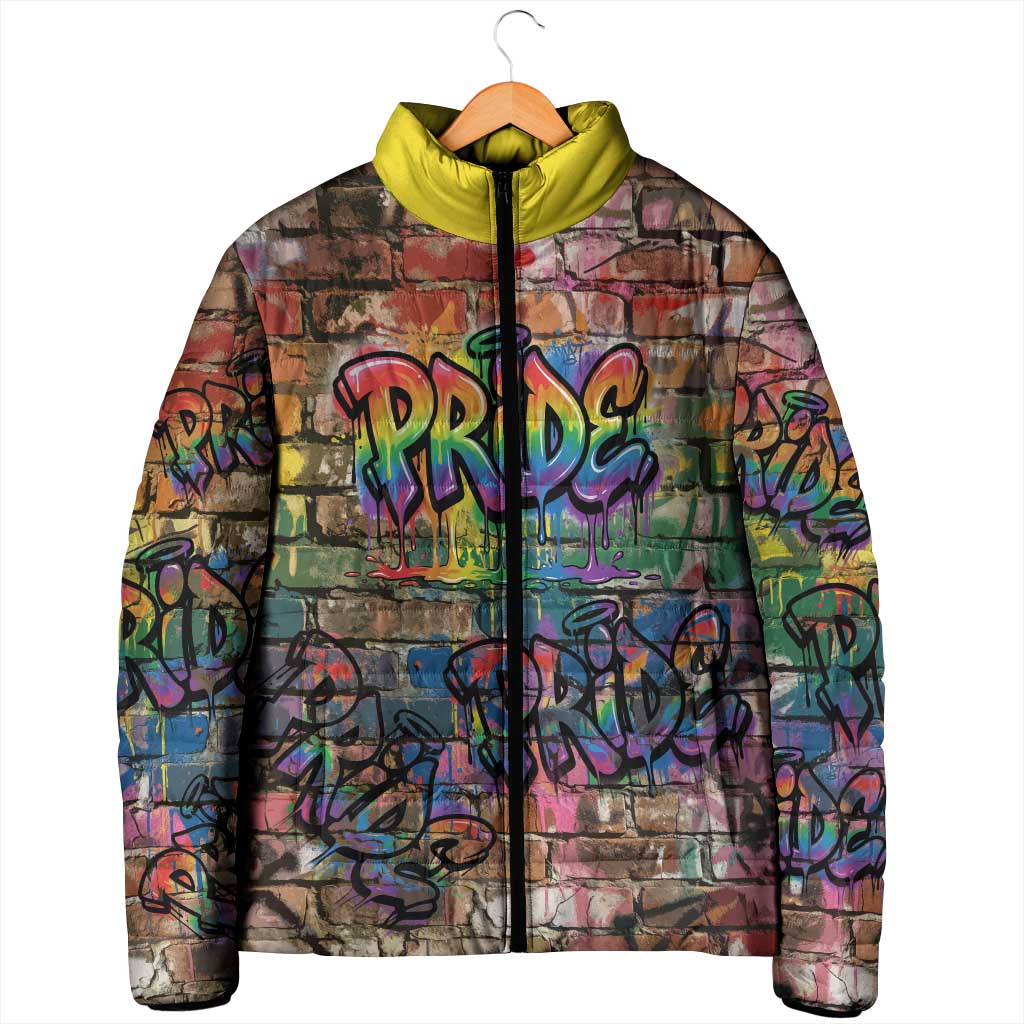 Pride Graffiti Wall Padded Jacket Speak Your Truth, Embrace Your Color