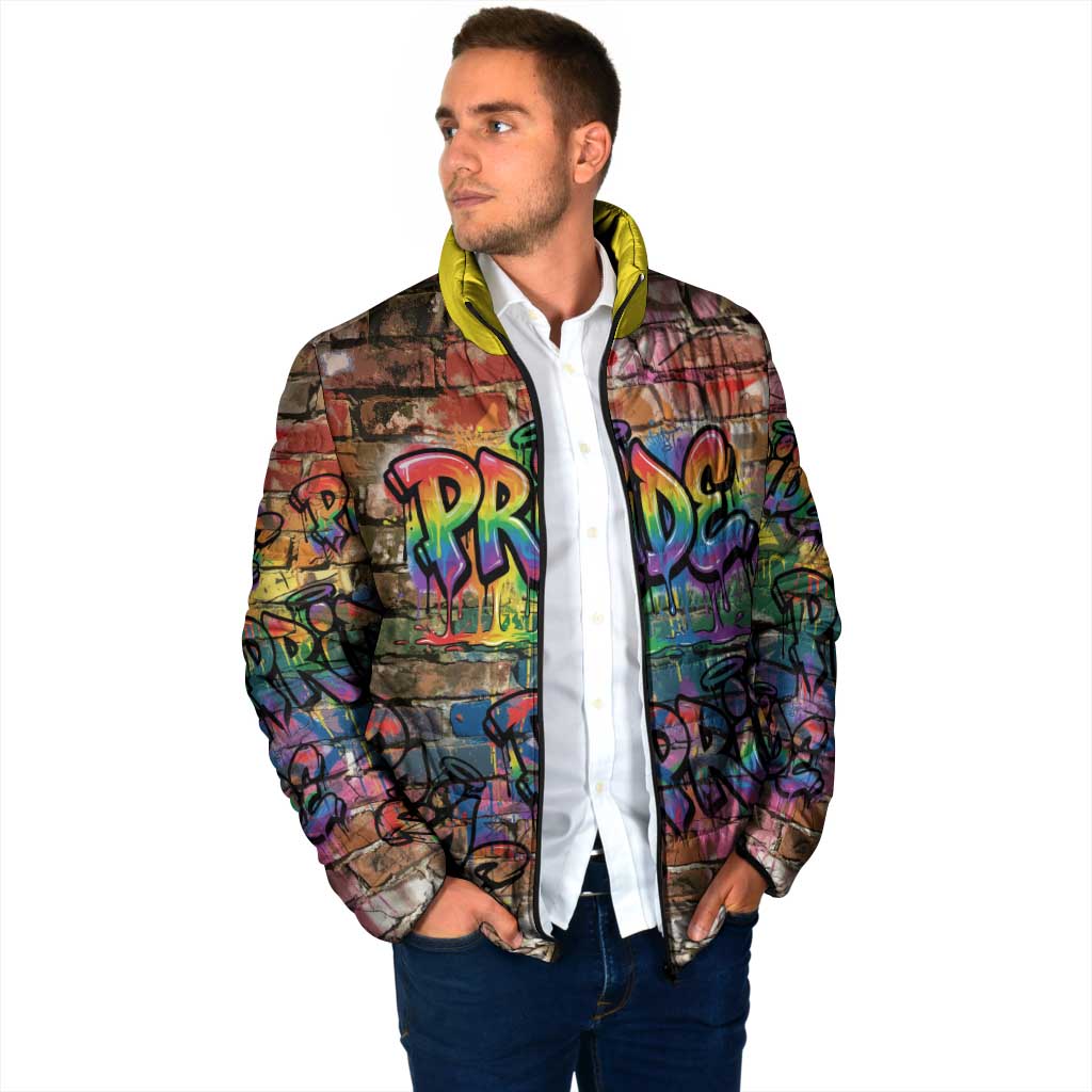 Pride Graffiti Wall Padded Jacket Speak Your Truth, Embrace Your Color