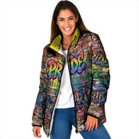 Pride Graffiti Wall Padded Jacket Speak Your Truth, Embrace Your Color