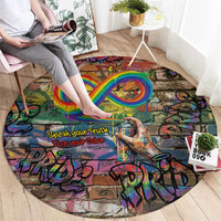 Pride Graffiti Wall Round Carpet Speak Your Truth, Embrace Your Color