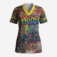 Pride Graffiti Wall Scrub Top Speak Your Truth, Embrace Your Color