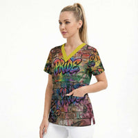 Pride Graffiti Wall Scrub Top Speak Your Truth, Embrace Your Color