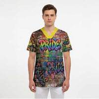 Pride Graffiti Wall Scrub Top Speak Your Truth, Embrace Your Color