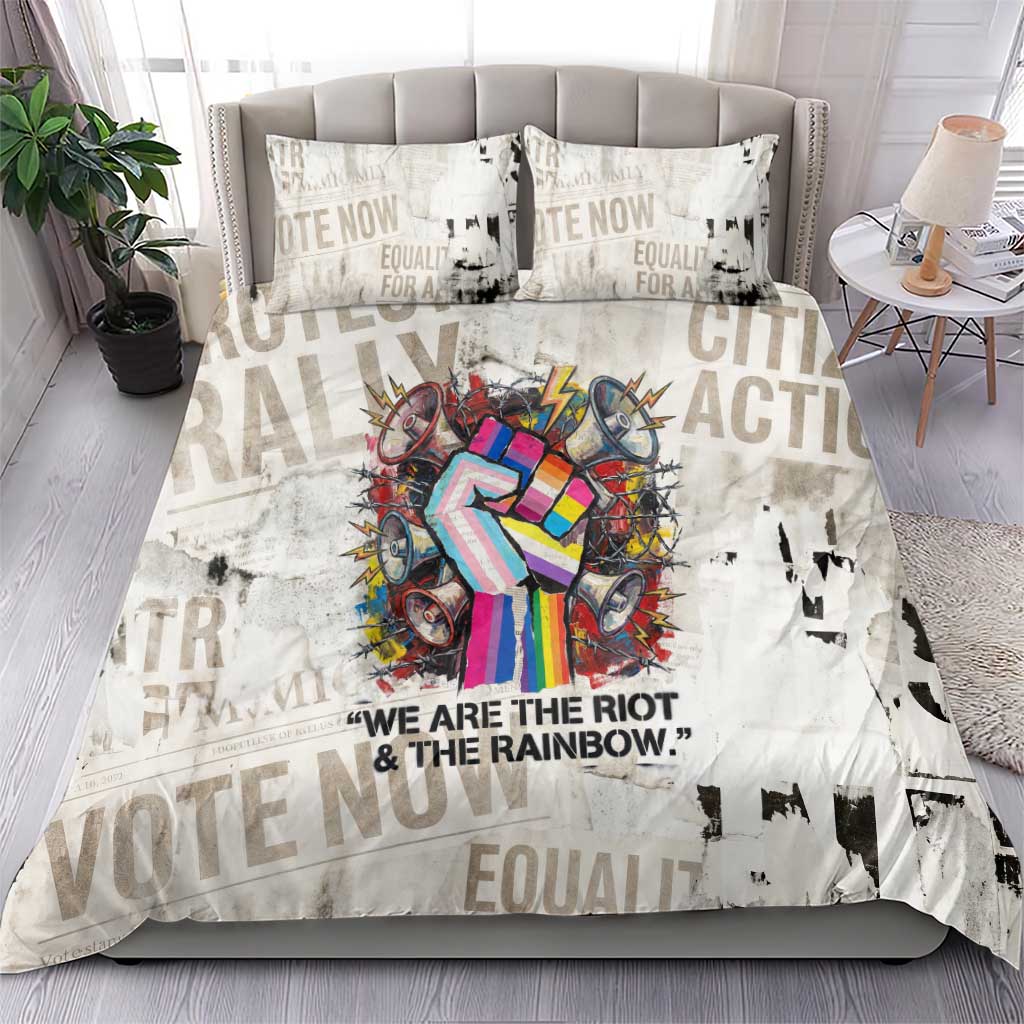 Loud & Proud Bedding Set Riot and the Rainbow Protest Art