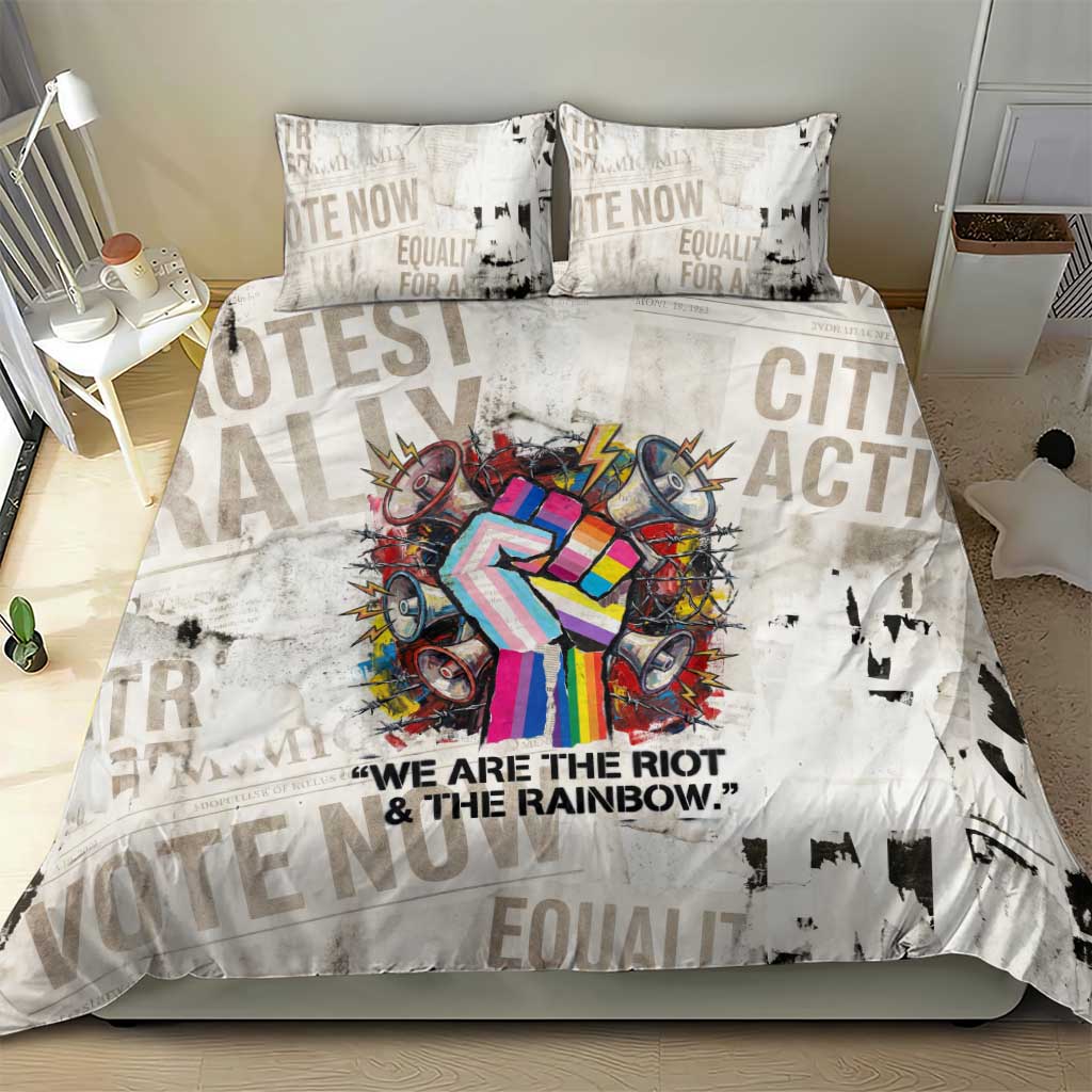 Loud & Proud Bedding Set Riot and the Rainbow Protest Art