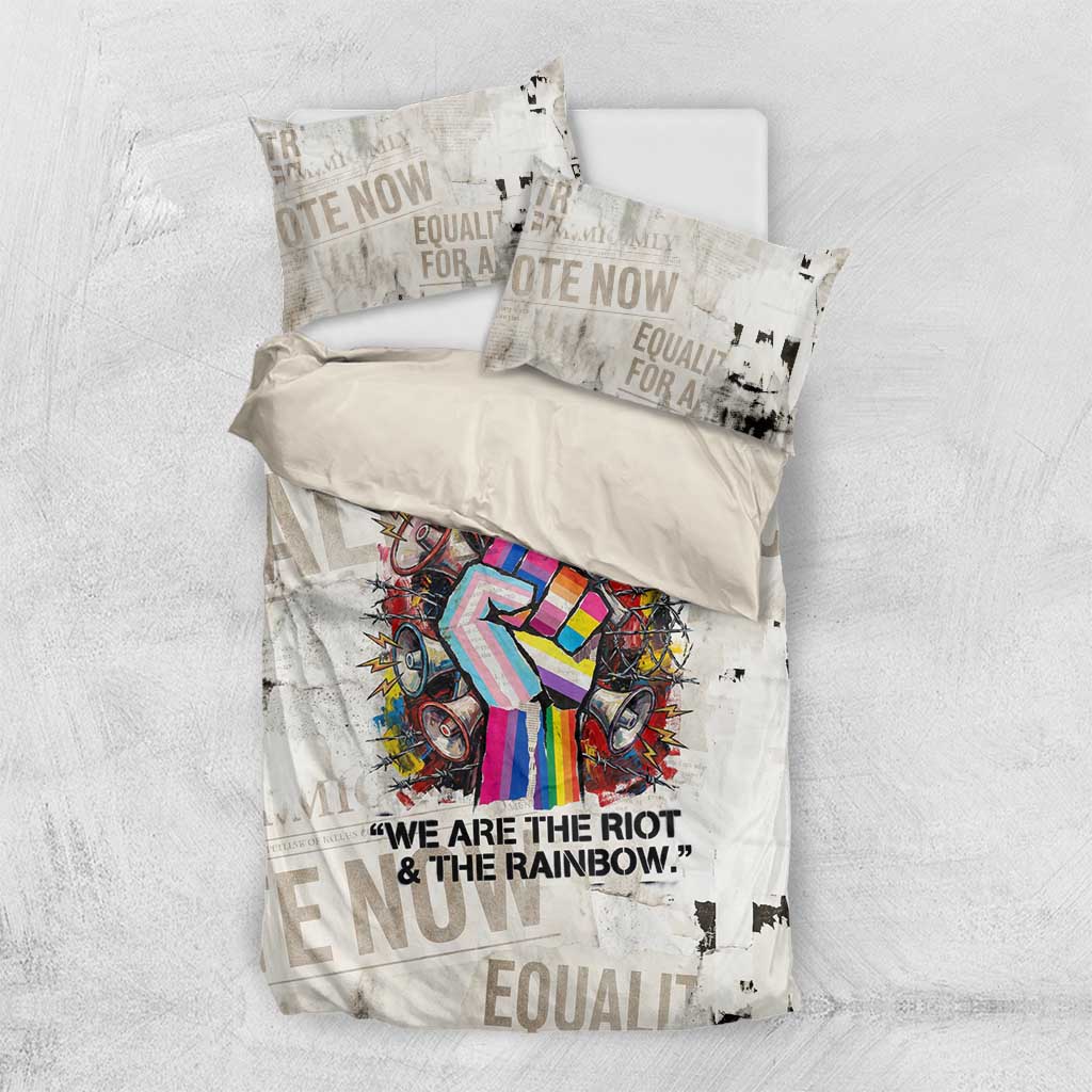 Loud & Proud Bedding Set Riot and the Rainbow Protest Art