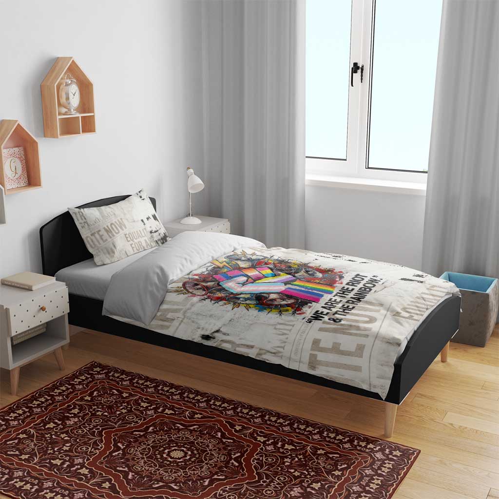 Loud & Proud Bedding Set Riot and the Rainbow Protest Art