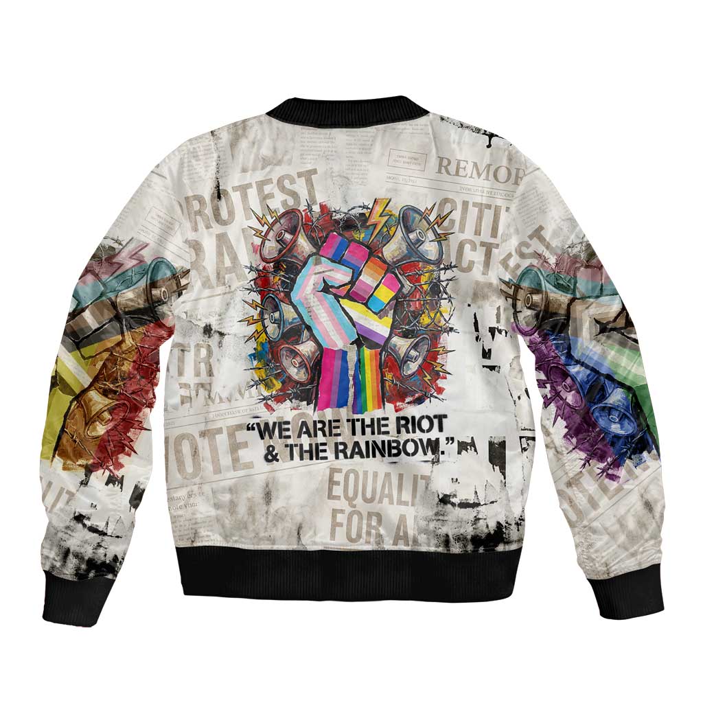 Loud & Proud Bomber Jacket Riot and the Rainbow Protest Art