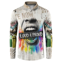 Loud & Proud Button Sweatshirt Riot and the Rainbow Protest Art
