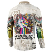 Loud & Proud Button Sweatshirt Riot and the Rainbow Protest Art