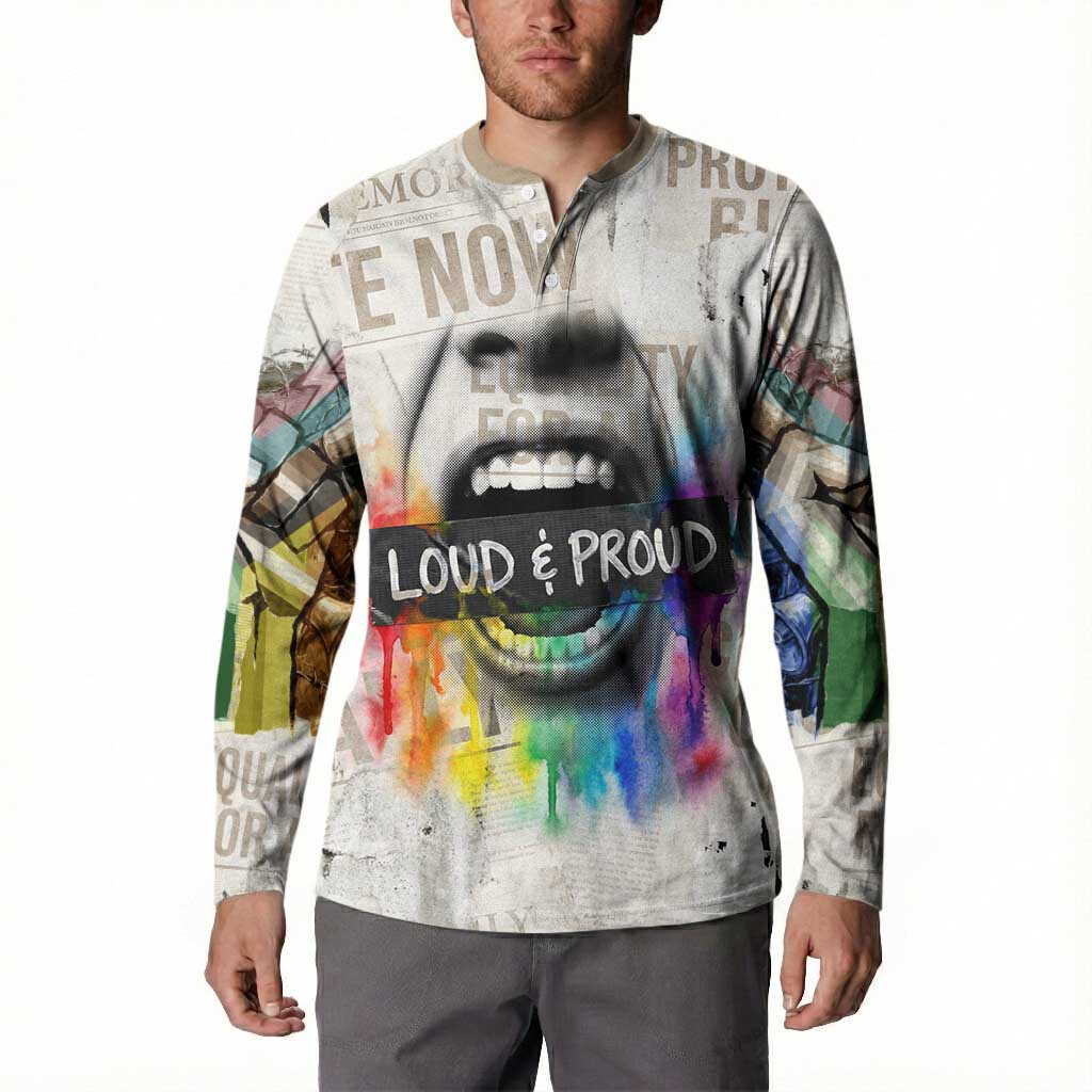 Loud & Proud Button Sweatshirt Riot and the Rainbow Protest Art