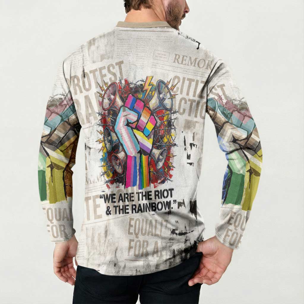 Loud & Proud Button Sweatshirt Riot and the Rainbow Protest Art