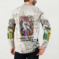 Loud & Proud Button Sweatshirt Riot and the Rainbow Protest Art