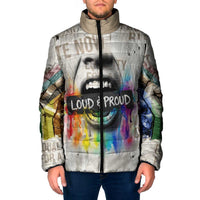 Loud & Proud Padded Jacket Riot and the Rainbow Protest Art